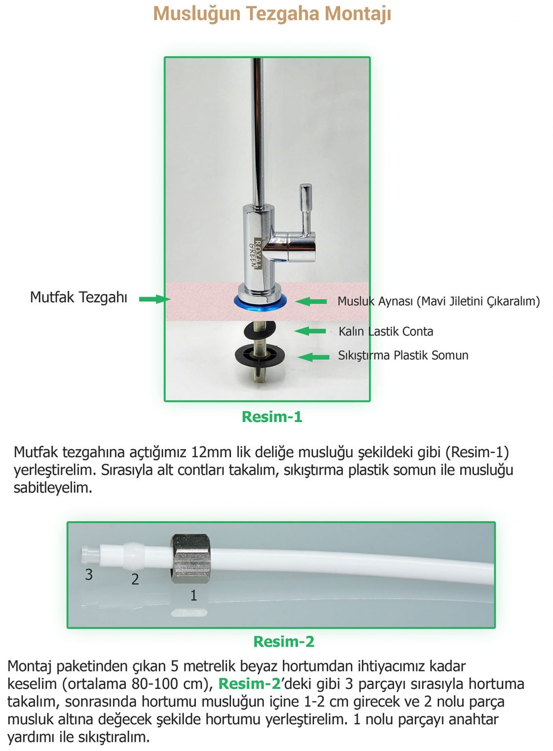 Arıtma Musluğu Hat Alma Küresel Vana Bağlantı Şekli GA Su Arıtma
